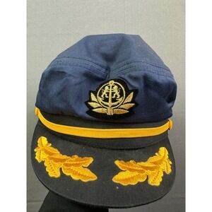 Broner Yacht Captain Hat Navy Blue Gold Embroidered Scrambled Eggs Snapback Cap